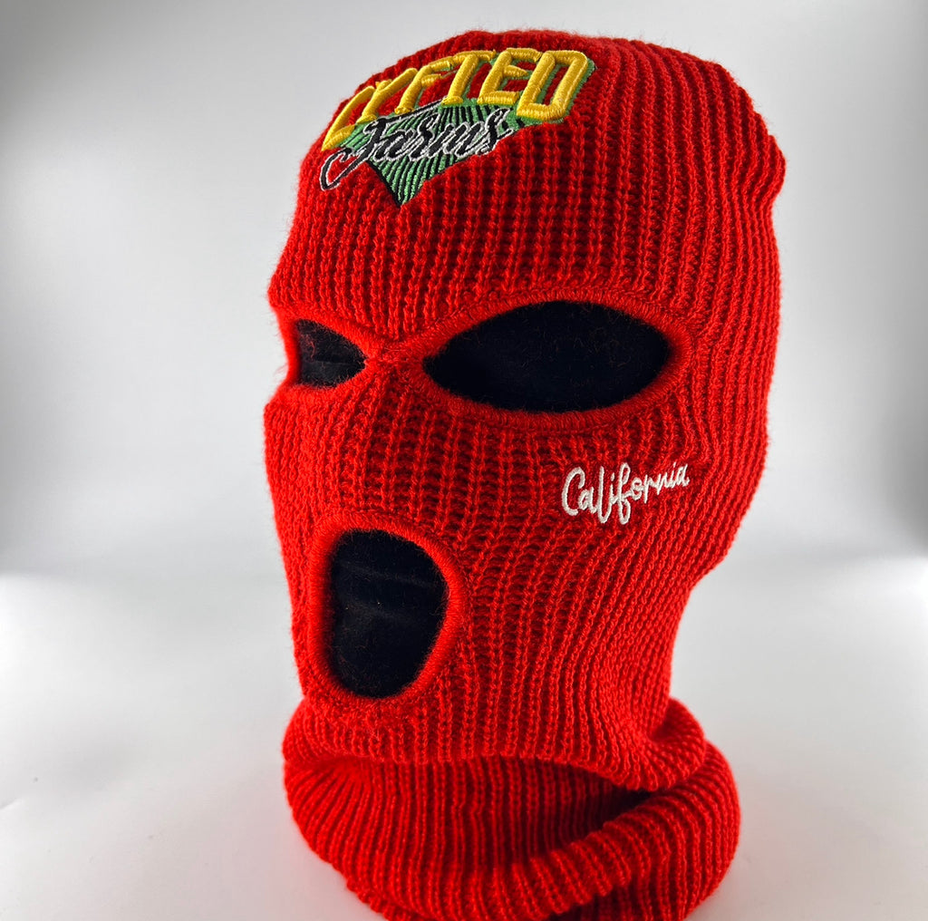 Red ski mask