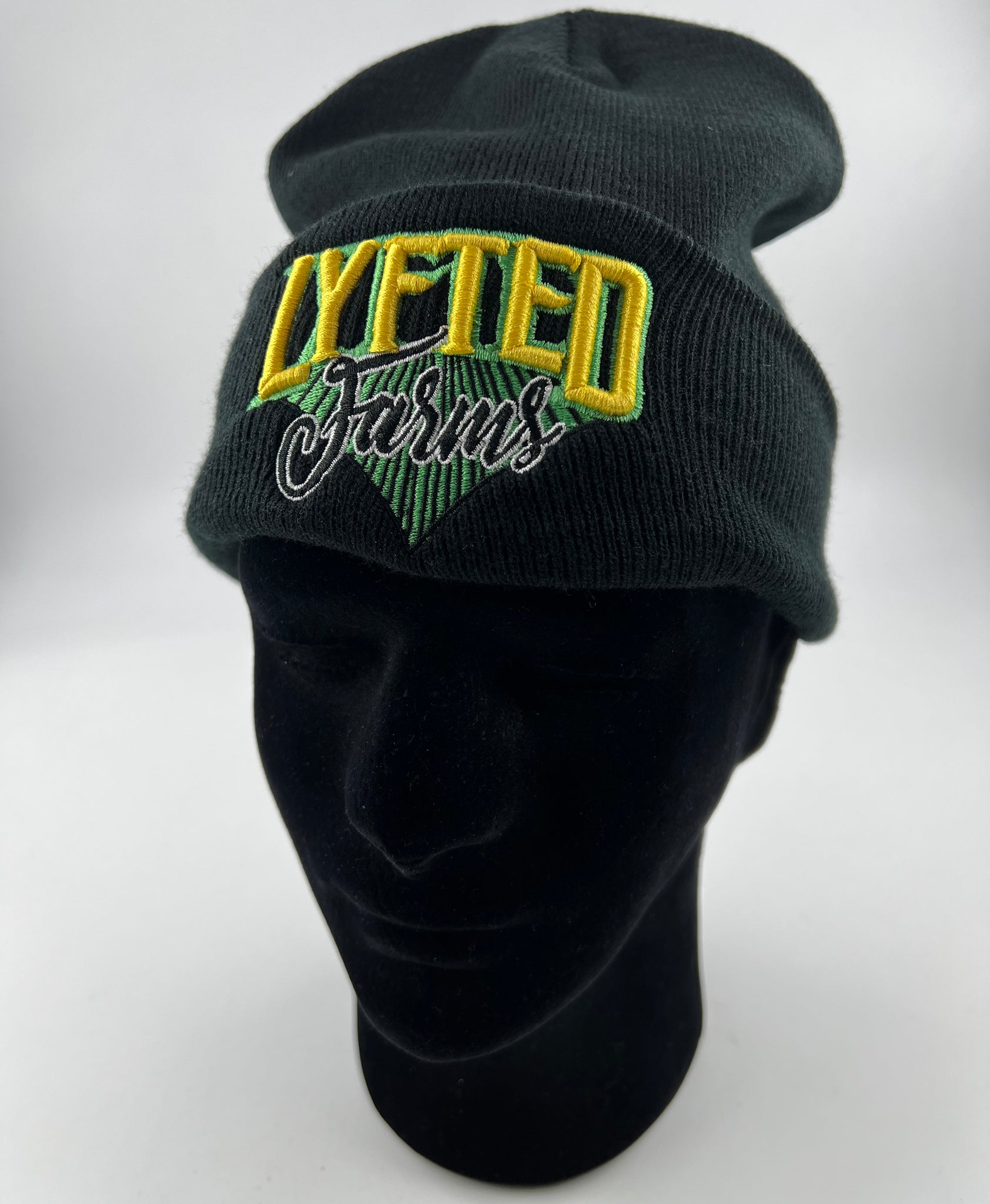 Lyfted Farms black beanie hat classic logo
